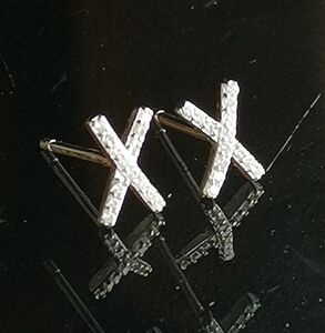 Cross X earrings Sterling Silver CZ NWT
